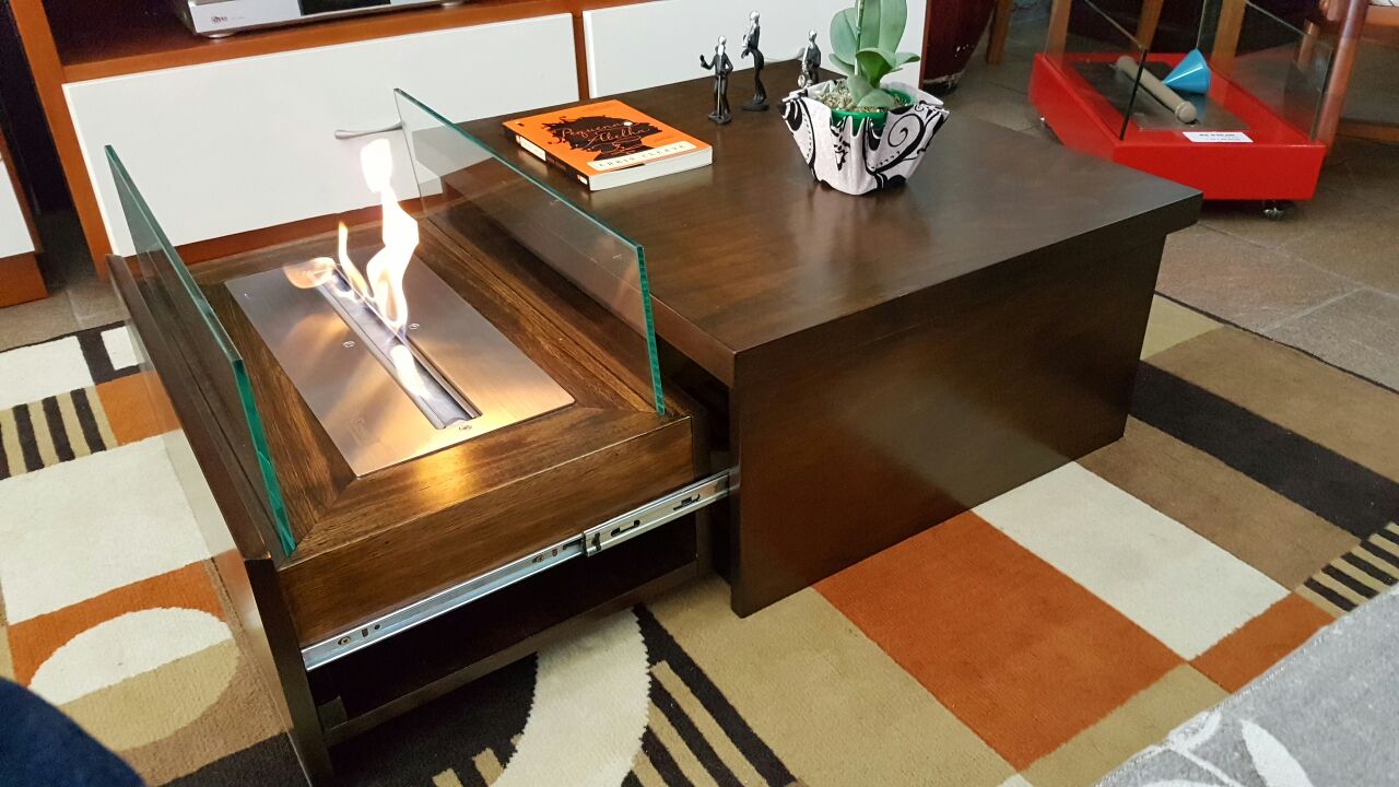 Casa das Lareiras Canoas RS | LAREIRA ETANOL MESA CENTRO MADEIRA